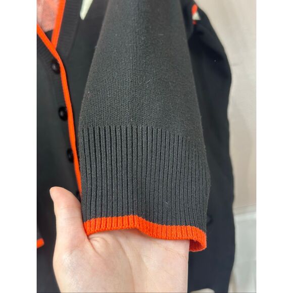 NWOT UNIQUE VINTAGE HALLOWEEN PUMPKIN ARGYLE BLACK CARDIGAN WOMEN'S XXL - Picture 3 of 12